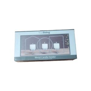 True Living Metal Candle Holder‎ Votives Silver Artsy Shape 13.4"x6.7